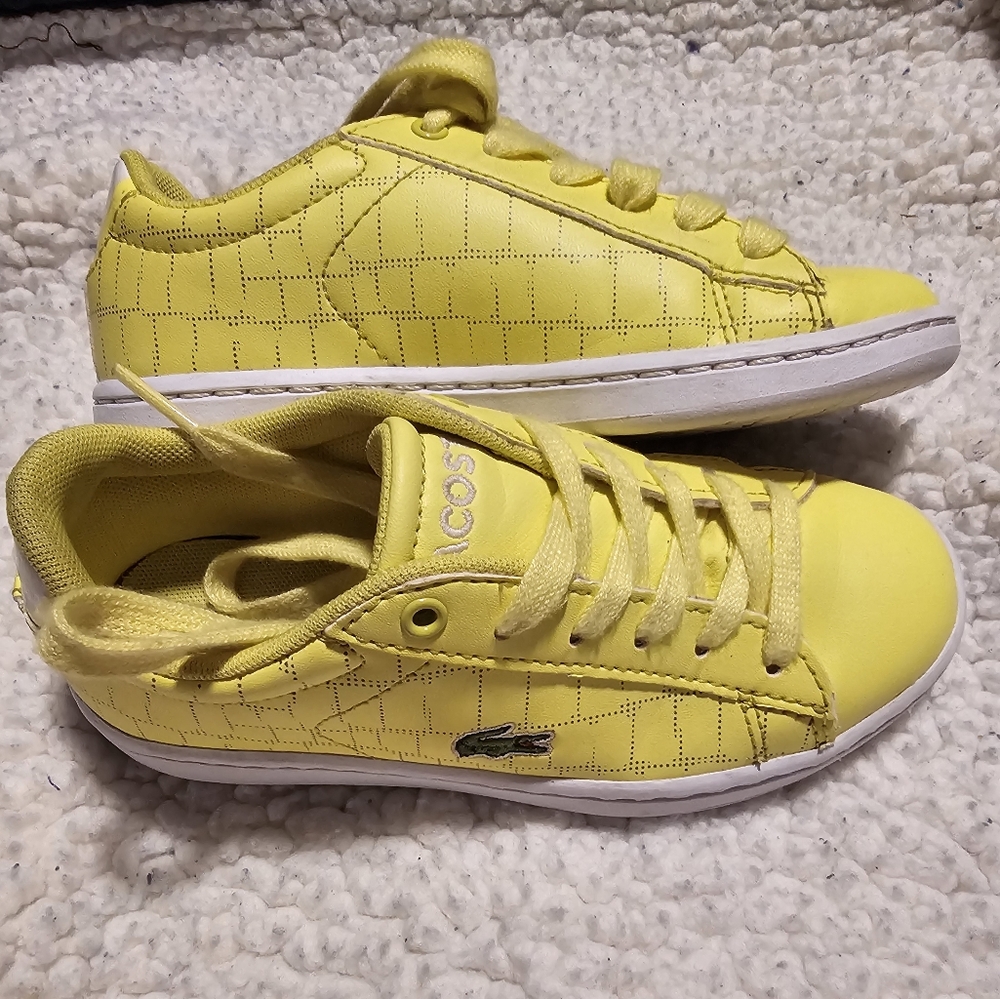 LACOSTE Sneakers Shoes Carnaby Evo Neon Yellow Unisex Toddler Kid's Size 11